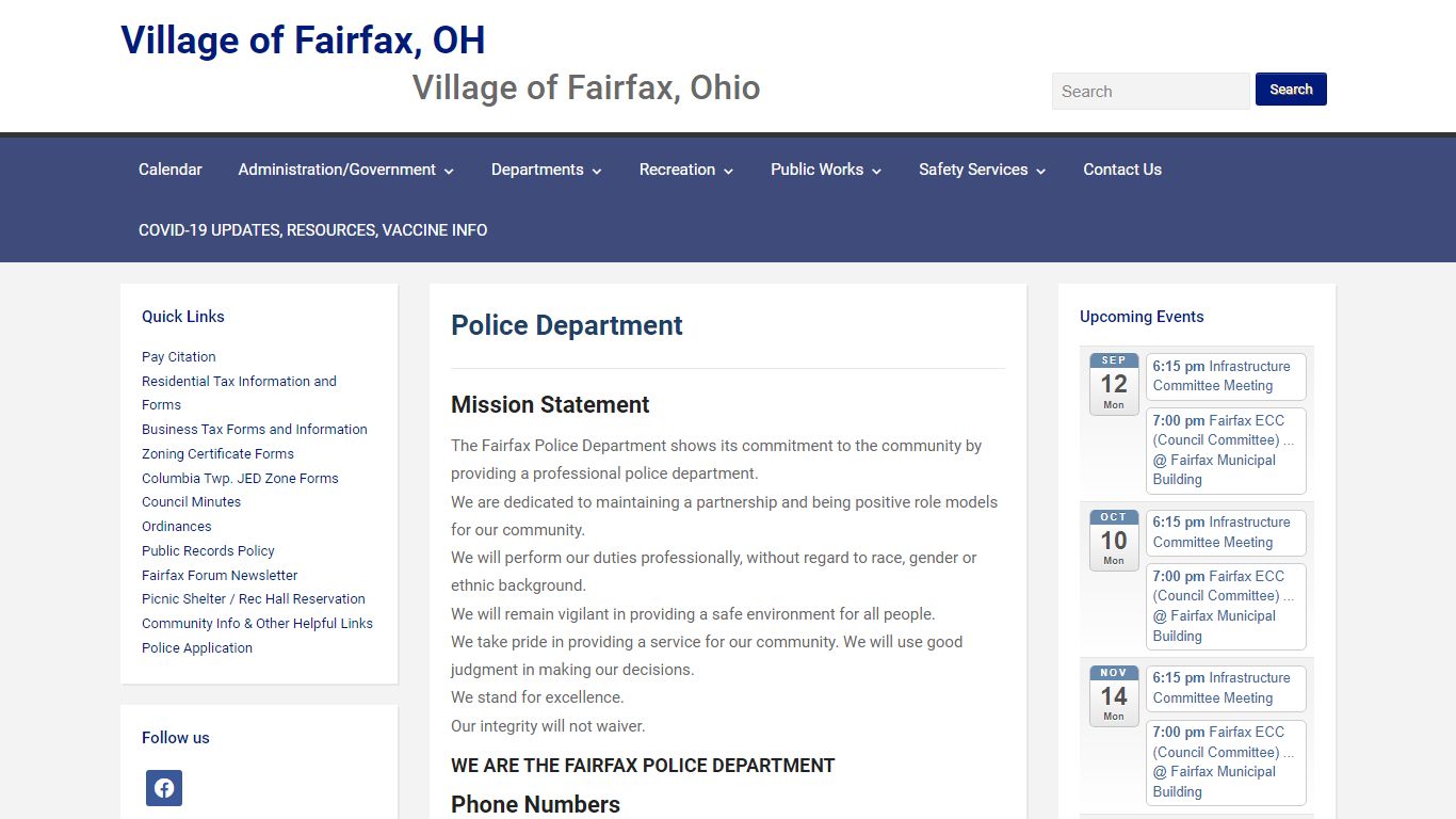 Police Department – Village of Fairfax, OH